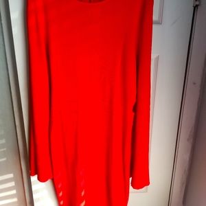 Mid calf sweater dress XL,  Red Gianni Bini, gold zipper back with side cut outs